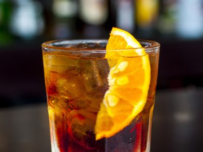 Negroni cocktail with orange slice